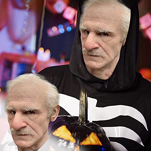 Oellinx Halloween Old Man Mask Realistic Human Face Mask Creepy Latex Mask Halloween Cosplay Costume Party Games Props thumb #6