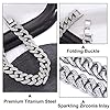 FuninCrea Titanium Steel Cuban Link Bracelet for Men Women, 13mm Retro Vintage Hip Hop Bracelet Silver High Polished Cubic Zirconia Bracelet Miami Cuban Link Chain (21 cm) #2