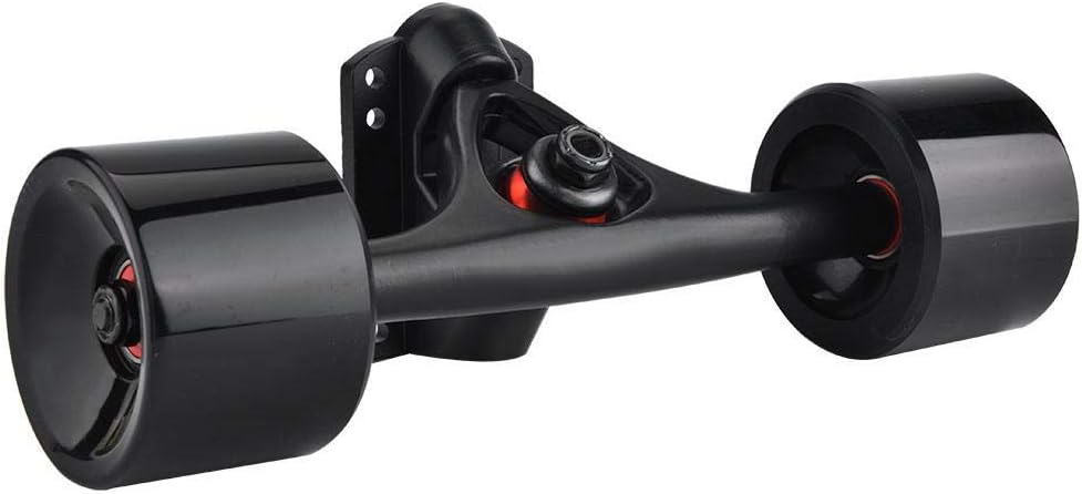 Skateboard Truck High Durability Longboard Truck with Skate Wheel Pad Bearing Bolt 2pcs/set (Black shaft black wheel)