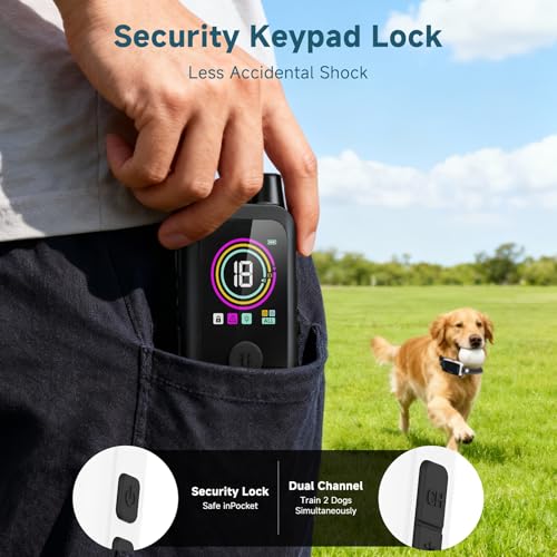 Shock Collar for Dogs with Remote Control for (10-120lbs) Dogs, 4200FT Range Training Dog Collar with 3 Mode Beep/Vibration/Shock, Electronic Collar with IP67 Waterproof, Security Lock, White by POOCHWALK - Used condition - Image 4