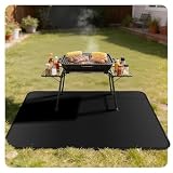 Feuerfeste Unterlage Feuerschutzmatte- Hitzebeständig bis 980°C Hitzeschutzmatte- Leicht zu Reinigende Bodenschutzmatte, kaminmatte- Schützt Terrasse & Rasen vor BBQ Fett und Funken (75x120cm)