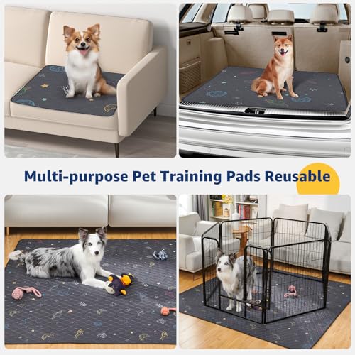 Image of LOOBANI Pee Pads for Dogs Washable: Reusable Dog Pee Pads for Medium Pet, 2 Pack Waterproof Puppy Whelping Pads 36 inch x 41 inch, Non-Slip Potty Training Mat for Dog Playpen, Floor, Cage, Sofa, Crate, Grey