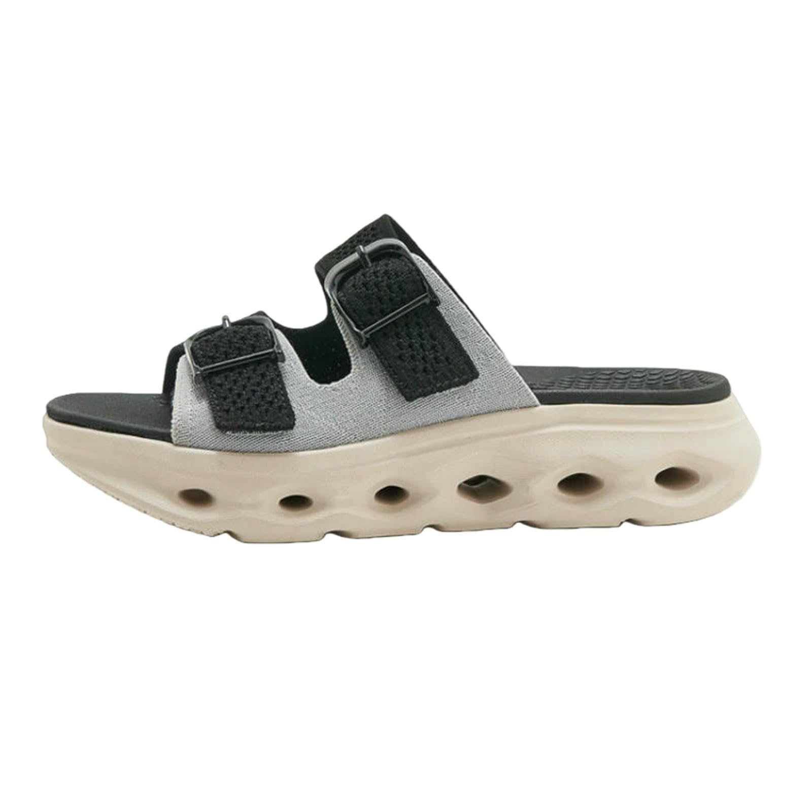 Ciabatte Estive Sandali Scorrevoli in Mesh Traspirante Blu, Cinturino Regolabile con Doppia Fibbia, Suola Spessa, Scarpe Casual Antiscivolo per La Spiaggia-698-3 Nero-41