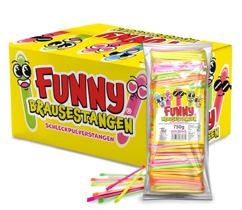Tise Süsswaren Funny Brausestangen, Schleckpulver, 500 Stück (750g)