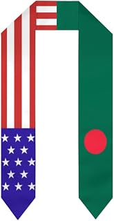 Bangladesh Bangladeshi America Flag Graduation Stole Shawl Sash for Men Women Unisex Adult Double Sided Thickened Scarf Class of 2025 Graduate Gift for Study Aboard International Students