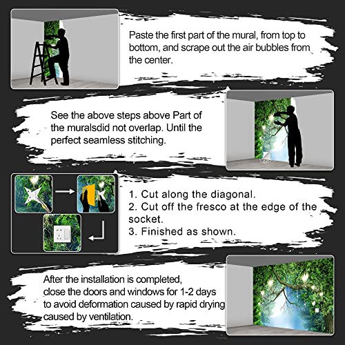 Fightal - Wall Mural Forest Tree Wall Art Decor Large Murals For Walls For Living Room Bedroom Wallpaper Wall Paintings-108"X75"（It's Not Peel And Stick） #TOP6