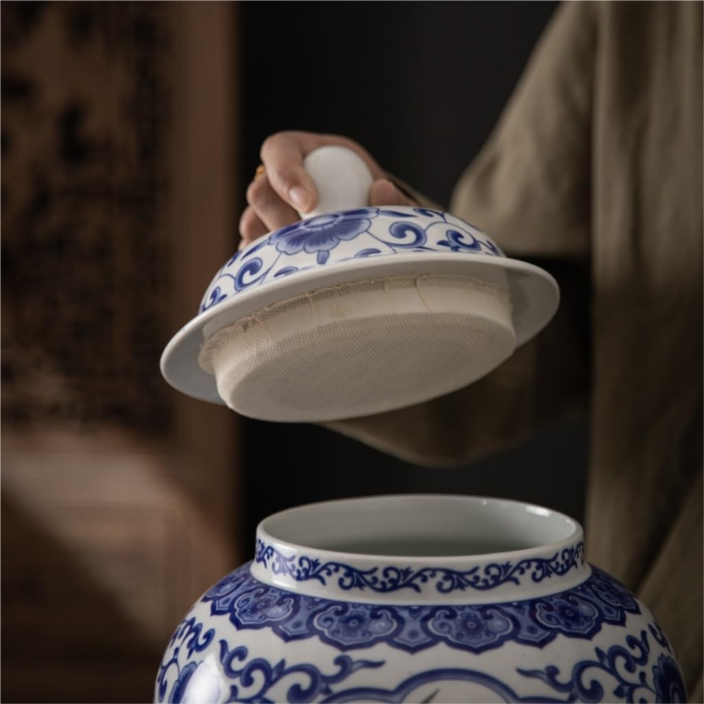 SONGCHAO Sugar Jar Retro Palace Blue and White Porcelain General Jar White Porcelain Storage Loose Tea Storage Jar Ceramic Kitchen Jar Tea Canister (Color : A-s)
