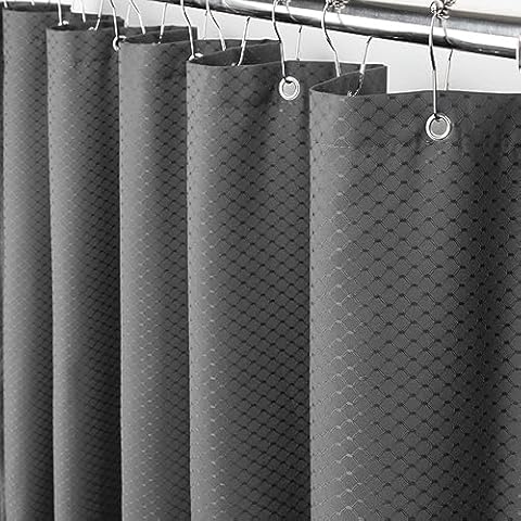 Eforcurtain Extra Long Charcoal Waffle Jacquard Bath Curtains Waterproof, Heavy Weight Polyester Fabric Shower Curtain with Plastic Hooks 72 by 78 Inches Cover