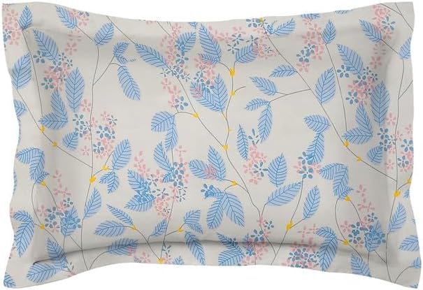 BSB HOME Premium Glace Cotton 180 TC Flat Single Bedsheets Breathable | Wrinklefree (Size-60 X 90 Inch) with 1 King Size Pillow Covers (Size-17 X 27 Inches, Small Flower, Off White)