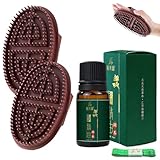 2Pcs Meridian Massagebürste mit 10ml Ätherische Öle und 1.5-Meter-Maßband, Körpermassagebürste,Handschrubber Zur Entspannung Ergonomisch Und Hautfreundlich für Waist, Abdomen, Head, Leg