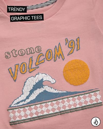 Image of Volcom Girls Shirts - Casual Crewneck Short Sleeve Graphic Tee Trendy Tops - Breathable Girls Summer Clothes