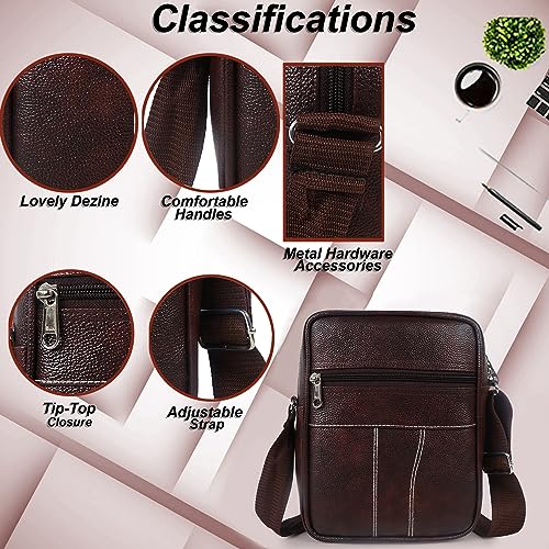Image of Alison Stylish PU Synthetic Leather Men's Sling Bag Cross Body Travel Office Business messenger. (Brown)