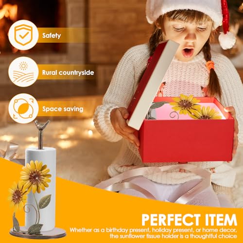 Kitchen Roll Holder Sunflower Paper Towel Holder Metal Free-Standing Kitchen Towel Rack Non Slip Countertop Organizer Vintage Farmhouse Home Decoration (Sunflower) - Image 6