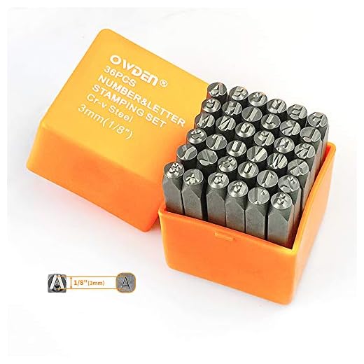OWDEN Professional 36Pcs. Steel Metal Stamping Tool Set,(1/8”) 3mm,Steel Number and Letter Punch Set,Alloy Steel Made HRC 58-62 for Jewelry Craft Stamping.