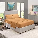 Anili Mili's Triple Stitch Embroidery Affordable 4 PC Bed Sheet Set - Queen Size, Mocha (Light Brown)