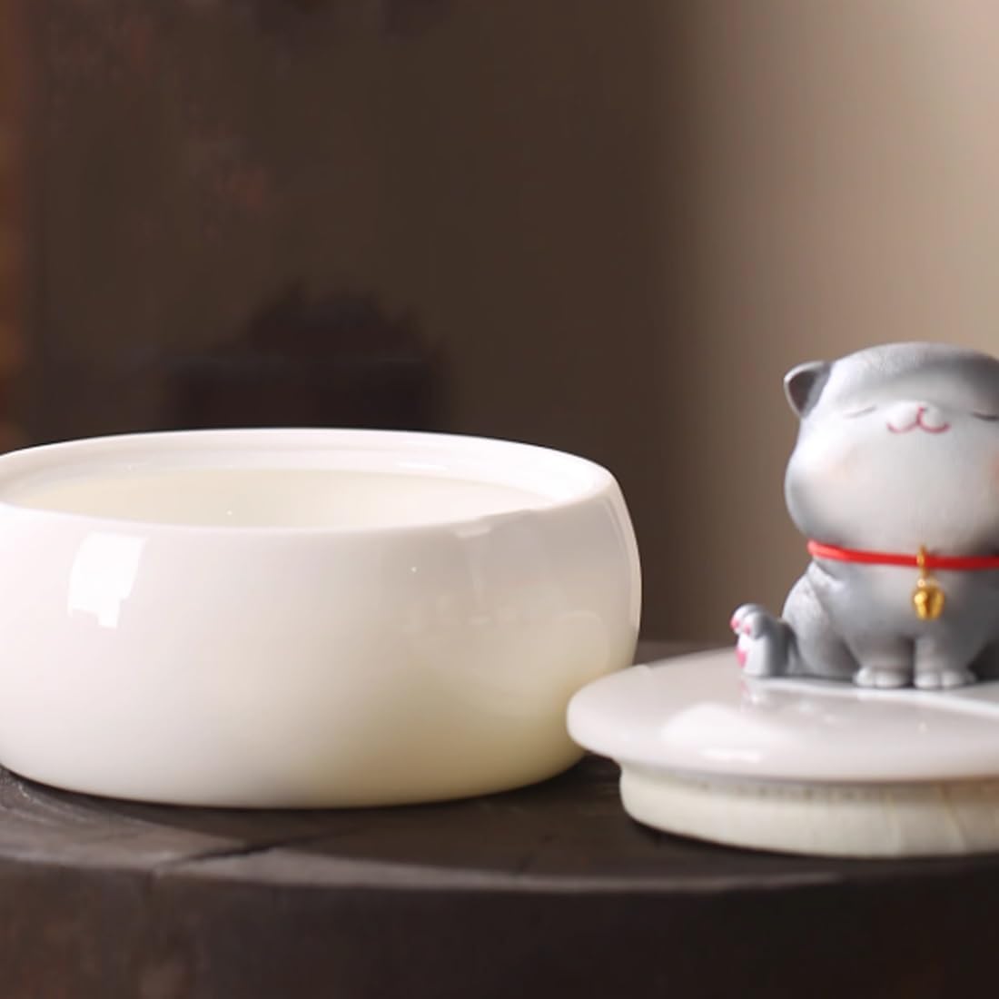 Ceramic Pet Urn for Ashes, Small Ceramic Pet Funeral Burial Box, Cremation Keepsake for Small Animals, Cats, Dogs, Rabbits, Hamsters, Bird(Cat C)