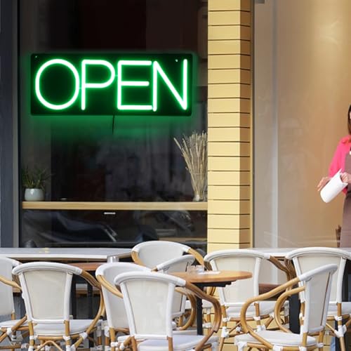 Image of 22 Inch Ultra Bright LED Neon Open Sign, Green, Modern, Attention-Grabbing, Business Signage