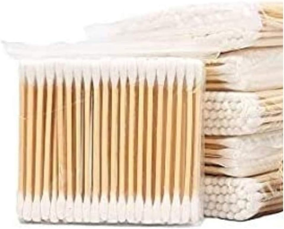 100pcs Wooden Cotton Swab Ear Sticks - Double-Tipped for Makeup, Ear Wax Removal, and Arts & Crafts