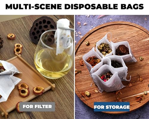 Nature Pulito Disposable Tea Filter Bags with Drawstring