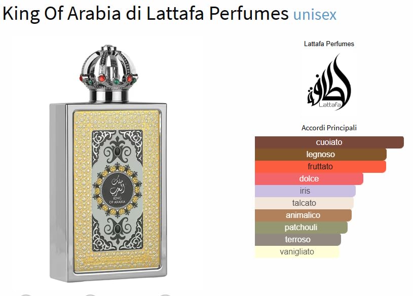 La ttafa King of Arabia - Set regalo, profumo arabo da uomo, durevole, include profumo EDP 100 ml + mini profumo 20 ml + deodorante 200 ml + atomizzatore fragranza legnosa dolce (King of Arabia Gift)