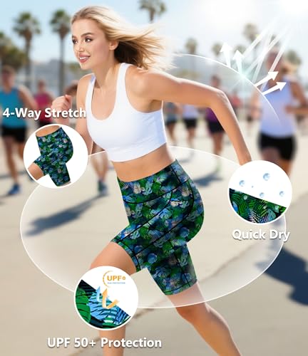 Image of AOBUTE Womens 9 inch /10 inch /11 inch Long Swim Board Shorts High Waisted UPF 50+ Biker Shorts with Pockets