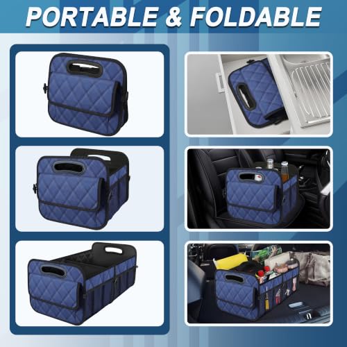 Image of Deosk Car Trunk Organizer for SUV, Car Organizers and Storage with Reinforced Handles, Car Accessories for Women /Men 50L Waterproof Polyester Trunk Organizer(Medium, Dark Blue)