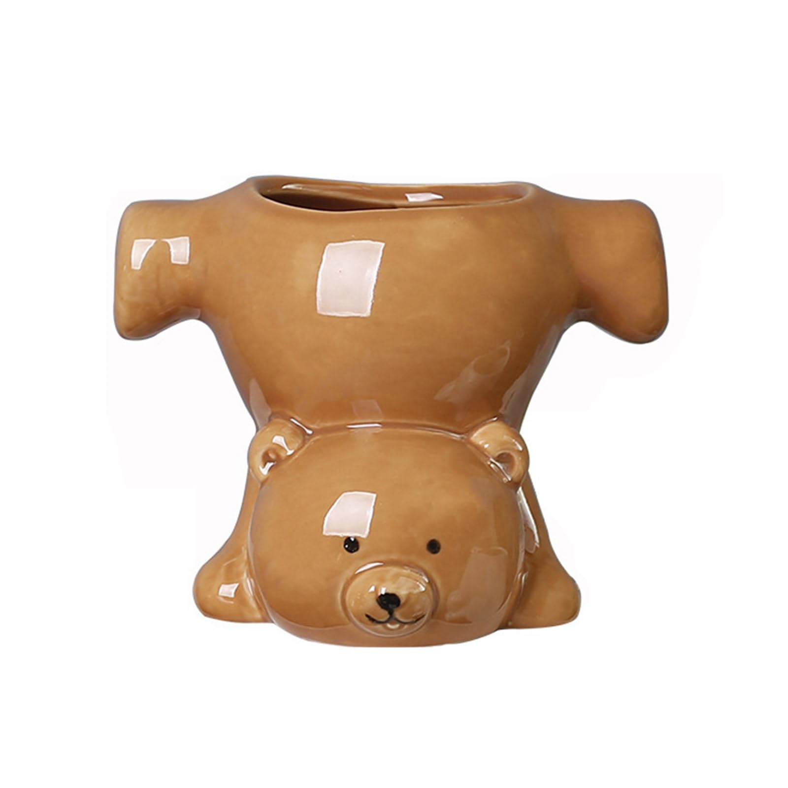 YWLUUOO Whimsical Inverted Bear Design Premium Ceramic Planter for Home Gardening Decor Unique Gift Ceramic Planter