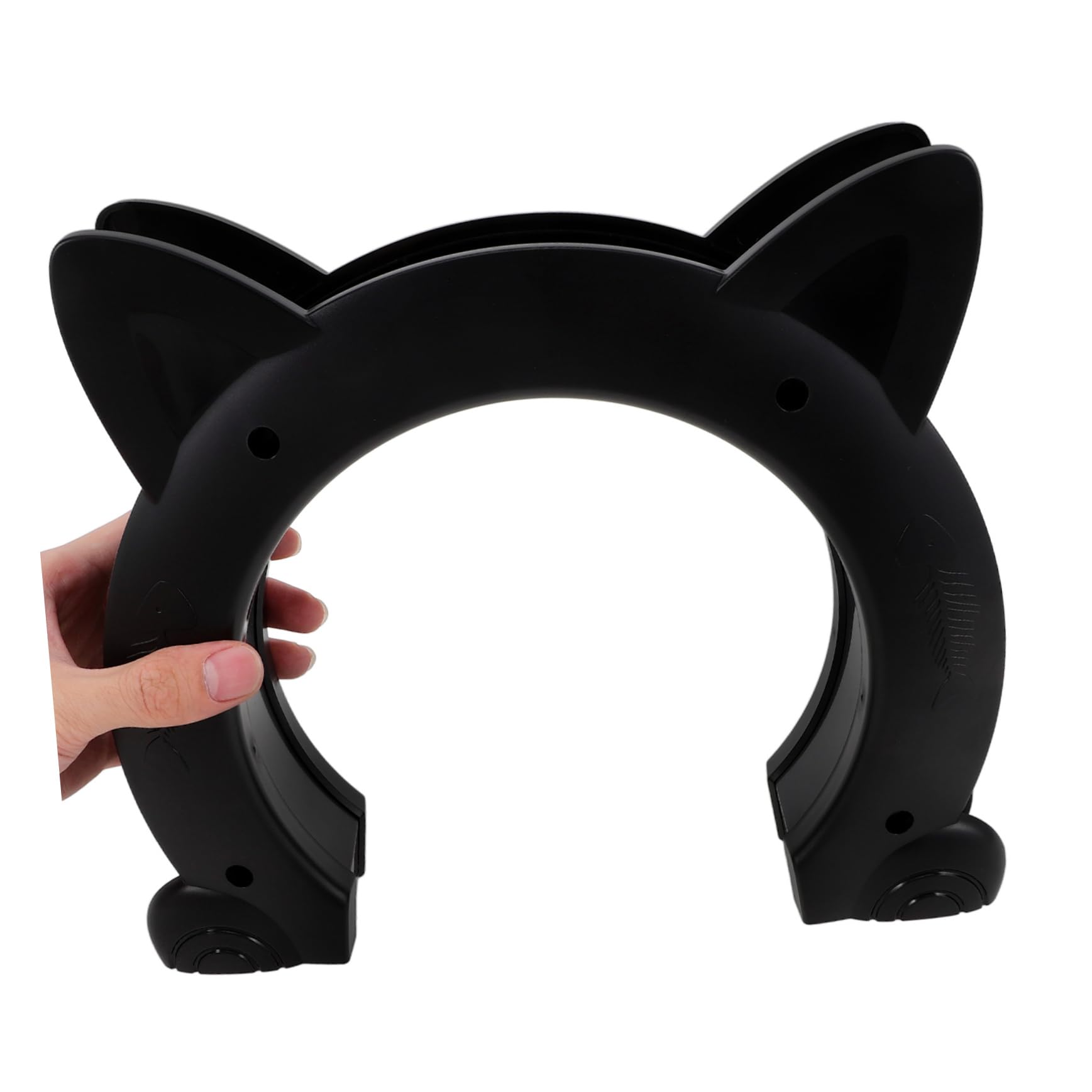 Katzenklappe aus Kunststoff mit Bequemer Zugangsfunktion | Dekorative Haustiertür für Innenräume, Schwarz, Katzenförmiges Design, für Haustierhäuser und Wohnraum