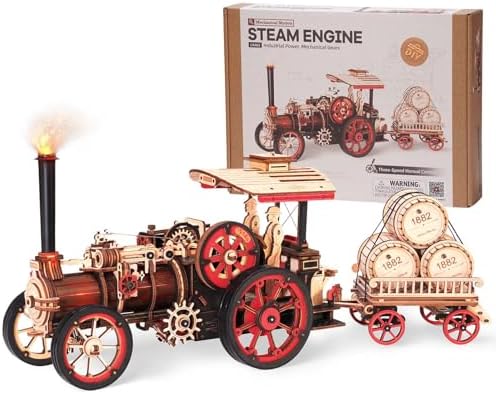 Wowood 3D Wooden Puzzles for Adults, Steam Locomotive Model Cars Kits for Adults, 3D Wood Puzzle Adult, Valentines Day Gift Model Building Kits, Train/Hobbies/Crafts for Adults