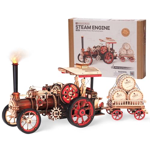 Wowood 3D Wooden Puzzles for Adults, Steam Locomotive Model Cars Kits for Adults, 3D Wood Puzzle Adult, Valentines Day Gift Model Building Kits, Train/Hobbies/Crafts for Adults Kids
