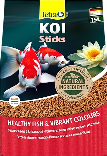 Tetra Pond Koi Sticks - Fodera Koi per pesci colorati e una migliore qualità dell'acqua, sacchetto da 15 l
