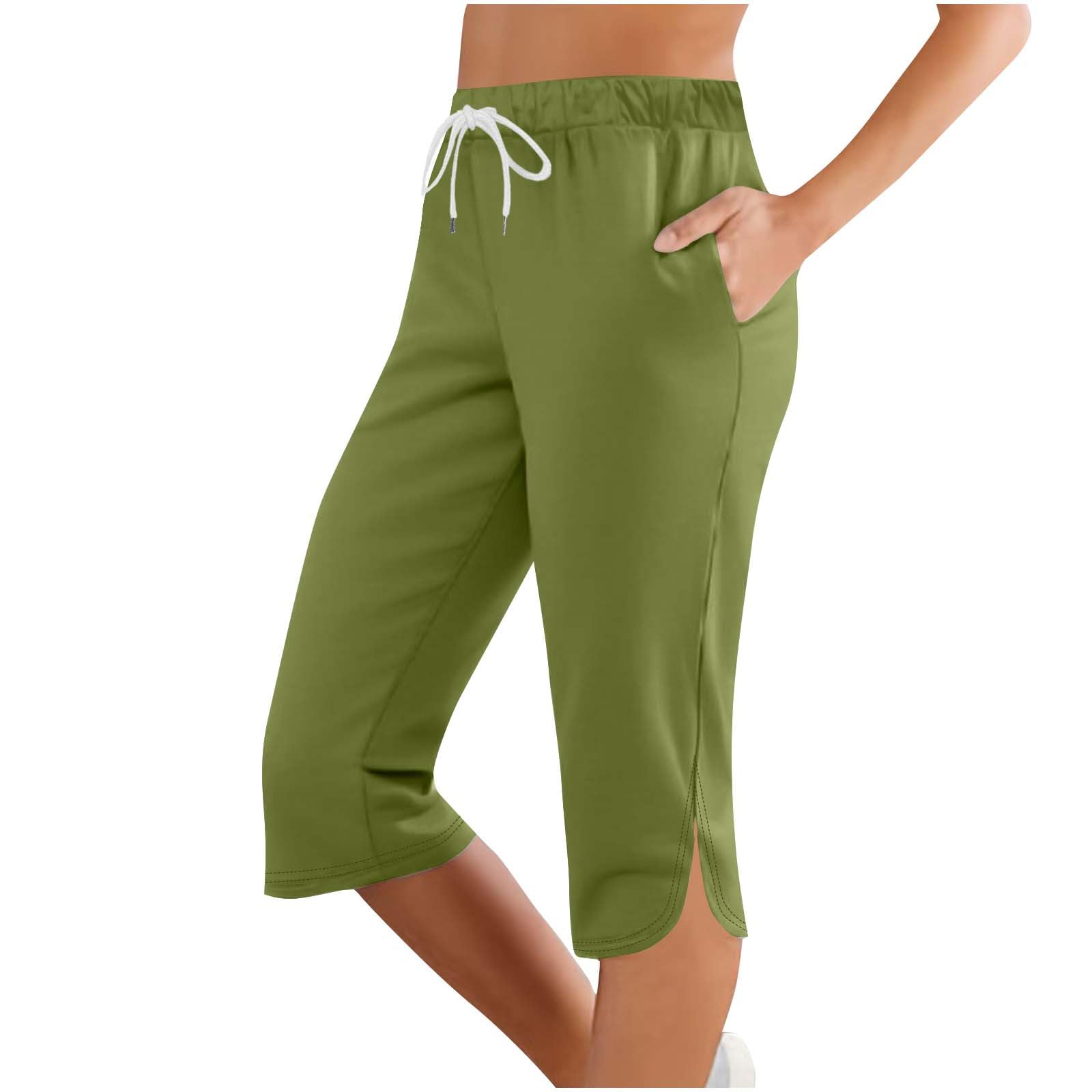 Women Capri Pants Summer Cut Out Side Casual Fashion Drawstring Soft Comfort Capris Workout Running Cropped Jogger — view 27