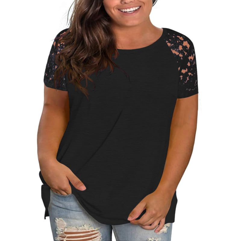 T-shirt noir grande taille femme été 6XL en coton léger