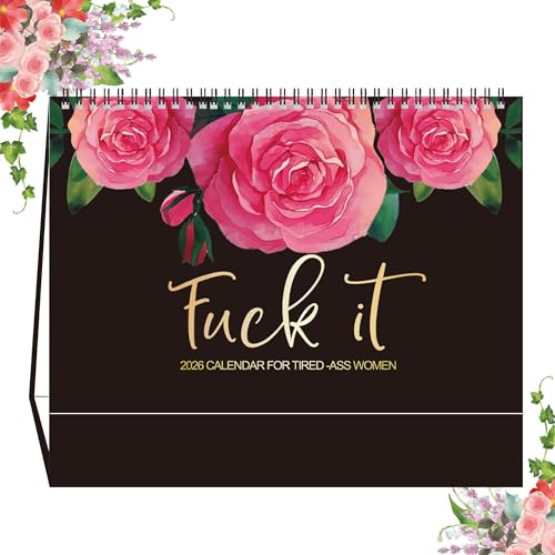 2026 Fuck It Desk Calendar for Tired-Ass Women 2026 Planner Funny Gag Home Office Wall Calendar White Elephant Gift