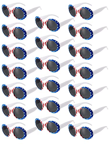 Kanayu Hoteam 20 Pairs Patriotic American Flag Sunglasses Unisex Retro Sunglasses For Men Women Vintage 4Th Of July Accessories Bulk Cool Shades Mens Sunglasses For Teens Adults Driving Fishing Party #TOP5