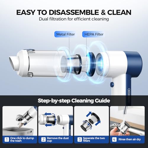 WEBOLLY Cordless Car Vacuum — 16 kPa USB-C Handheld with 4-in-1 Blower & Pump — view 6