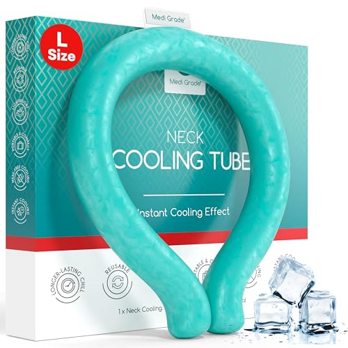 Medi Grade Neck Cooling Tube - Reusable, Instant Cooling Neck Ring - Mess-Free, Lightweight & Portable Ice Ring for Neck - No Power Needed - for Summer Heat Relief - 1 x Large - 6.1” x 7.3”