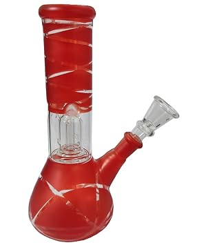 Green Apple Inc 8 Inch Percolator Designer Glass Smoking Water Bong (Pack of 1) (Red)