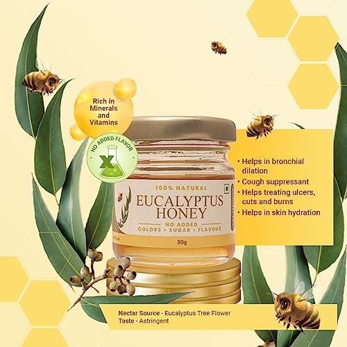 Image of Shiva Organic Raw Eucalyptus Honey 50g | 100% Pure NMR Tested | Raw and Unprocessed