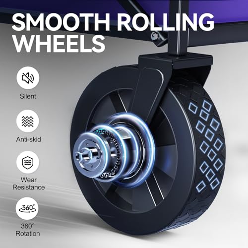 Collapsible Foldable Wagon, Foldig Cart with Wheel Heavy Duty with 180lbs Weight Capacity Lightweight Utility Camping Wagon for Groceries Garden Beach Sports Fishing (Purple)