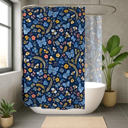 Rideau de douche nature et printemps pour baignoire d'angle grand format - 4