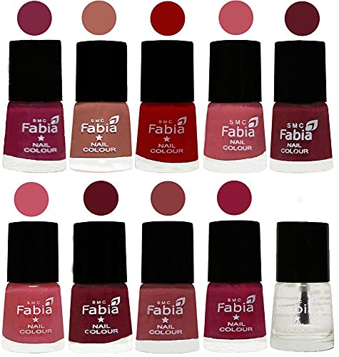 Image of SMC Fabia ALL IN ONE (PACK OF 10), Long Lasting Glossy Nail Polish, 6 ml Each, All Vibrant Colours,02401