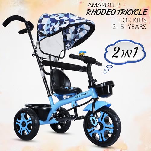 Image of AMARDEEP Baby Tricycle Rhodeo| Bis Approved Baby Tricycle - Safe, Stylish, And Sturdy | Plug And Play Assembly | Supports Up To 30 Kgs | Your Child'S First Adventure On Wheels! (Blue)