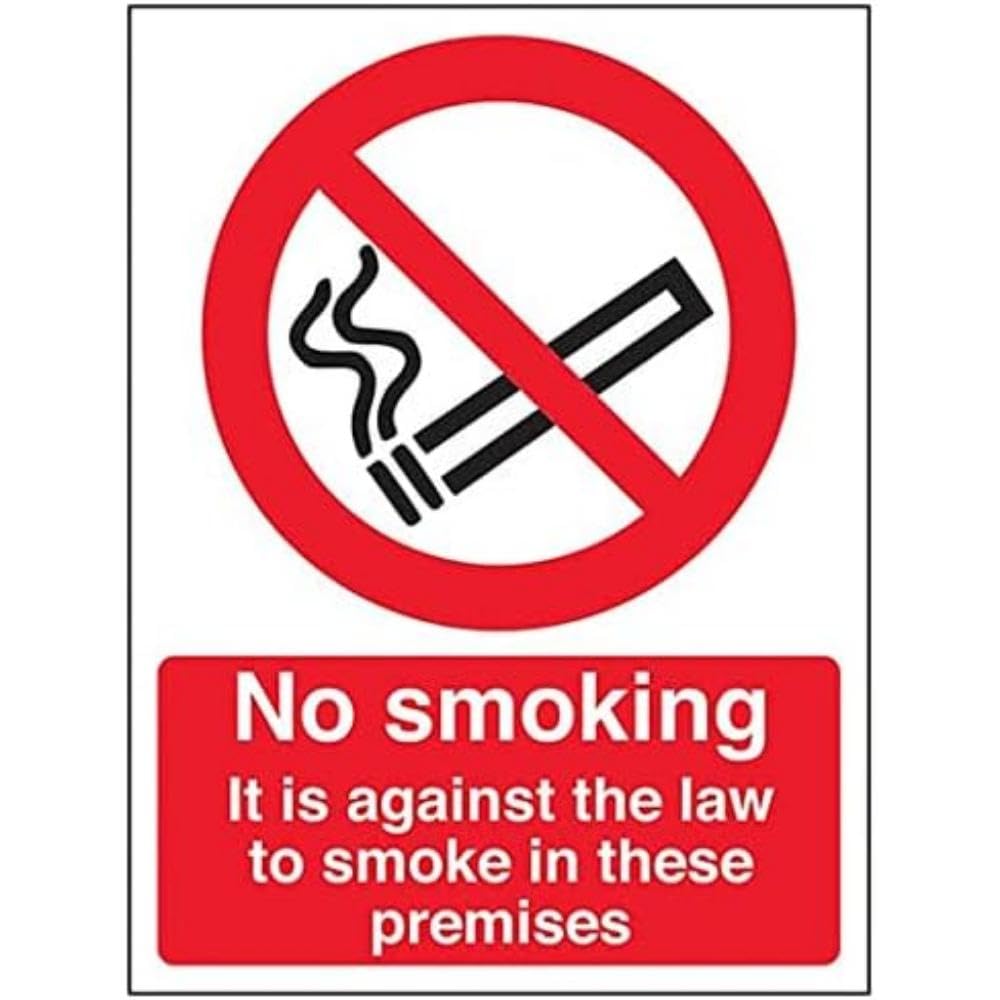 V Safety Prohibition No Smoking - Against Law To Smoking On This Premisis - 150 X 200mm