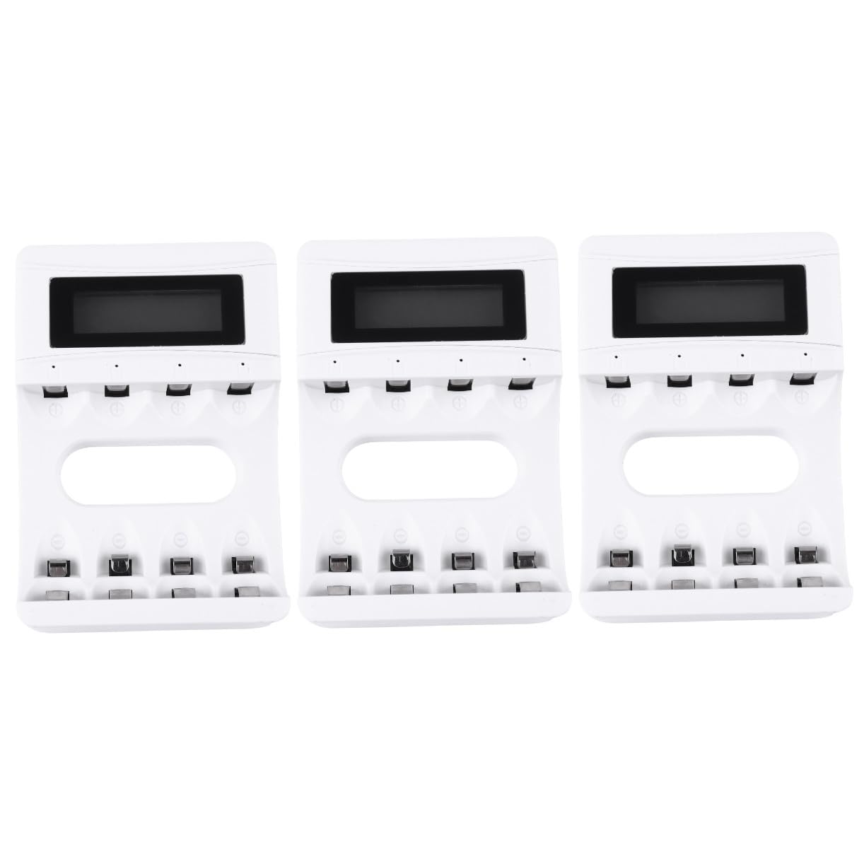 jojofuny 3pezzi Caricatore Usb Lcd Per Batterie Ricaricabili Slot Con Display Intelligente e Sicurezza Automatica Carica Batterie Contemporaneamente Interruzione Automatica Caso Di