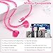 VOFUOE USB C Headphones for iPhone 17/16/15 Wired Earbuds with Microphone & Volume Control, Pearls Beads Bling Diamond Earphones for Women Girls, HiFi Stereo Type C Headset for Galaxy S25/S24-Hot Pink
