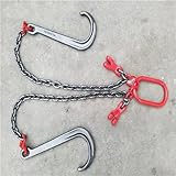 Hindernisauto Doppelketten-Anhängerhaken - Abschleppkette Für Pannenwagen, 5 Tonnen, J-Haken Mit Langem Schaft Und Regler, Abschleppkette, Transportketten Mit Haltehaken An Den Enden Pannenwagen (Siz