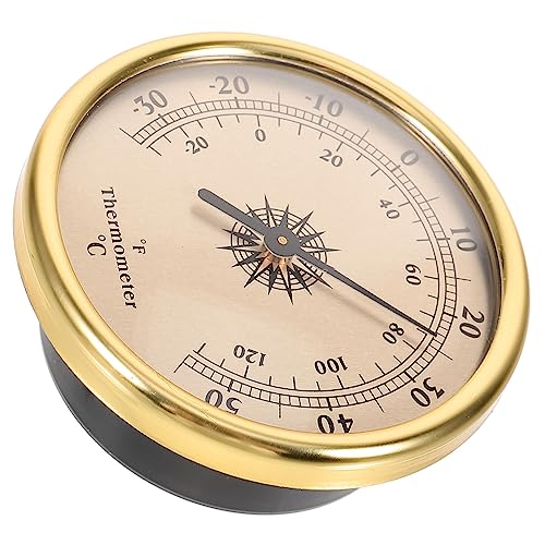 iplusmile Thermomètre Mural Circulaire Doré Pour Intérieur Et Extérieur, Moniteur De Température Précise, Jauge D’ambiance Stable Fixation Murale, Instrument Météorologique Décoratif Polyvalent