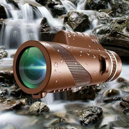 Image of Monocular-Telescope 80x100 High Powered Monoculars High Definition for Adults High Powered with Smartphone Adapter Telescope Hunting Wildlife Bird Watching Travel Camping Hiking-Brown