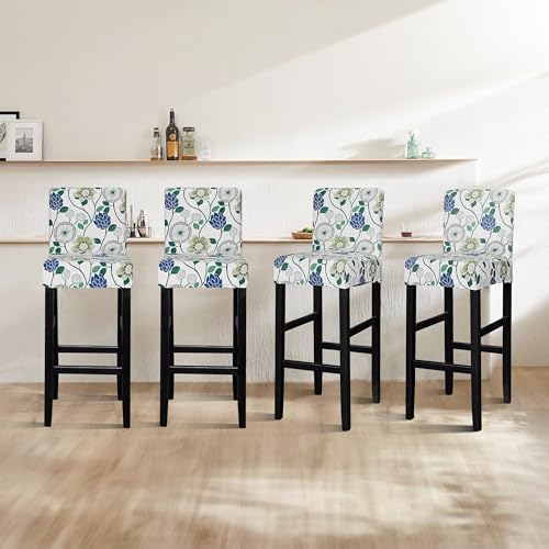 Image of Lellen Bar Stool Covers Set of 4- Jacquard Bar Stool Chair Cover with Backs,Barstool Covers Slipcovers,Stretch Barstool Seat Covers,Chair Protector Covers for Kitchen Dining Room Counter Island